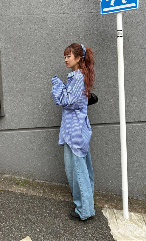 【少量再入荷】ストライプオーバーシャツ